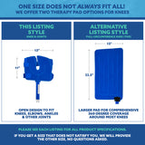 Comparison chart of two therapy pad options for knees with measurements and descriptions.