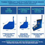 Comparison chart for three active ice® cold therapy pads for the foot & ankle This listing showing the largest foot pad compared to the standard and large pad that covers everything but the bottom of the foot 