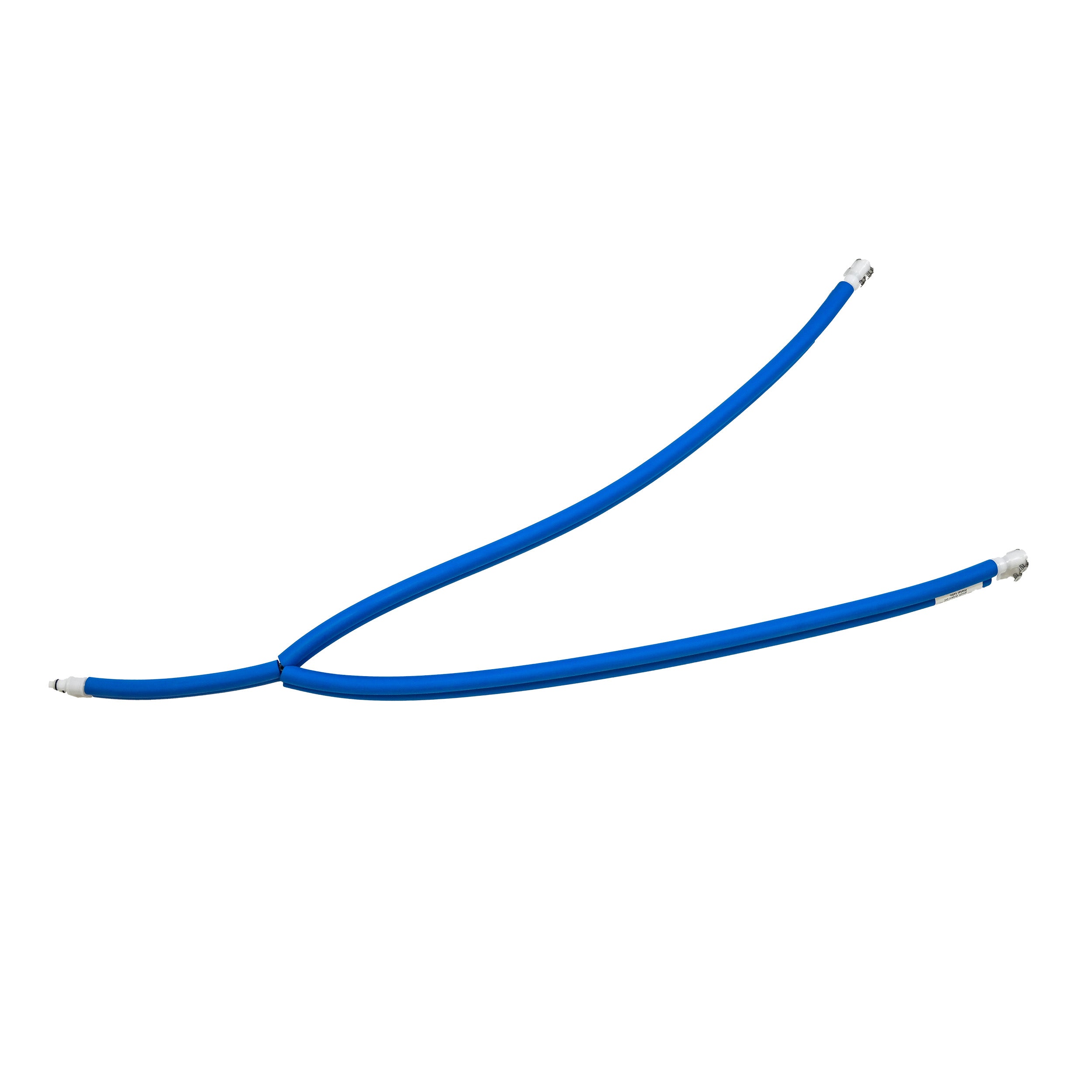 Blue dual insulated tubing connector for the Active Ice® Cold Therapy System on a white background.