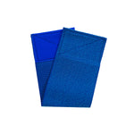 Blue elastic and velcro strap on a white background.