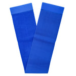 Blue elastic and velcro strap on a white background.