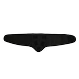 Black lumbar compression wrap on a white background