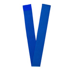 Blue elastic and velcro strap on a white background.