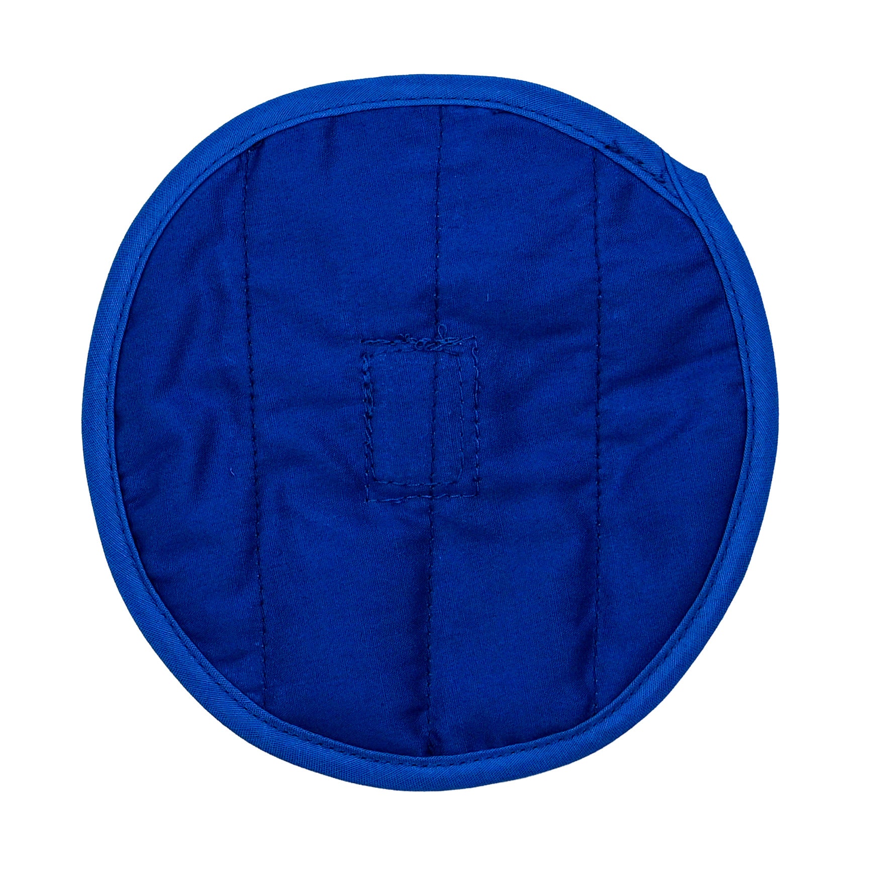 A round royal blue Cool Comfort® hat insert with stitched vertical channels and a central rectangular patch, shown on a plain white background.
