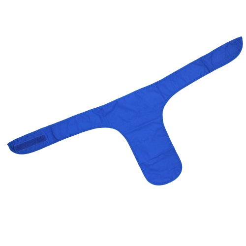 Blue cooling neck and upper spine wrap on a white background.