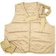 Beige evaporative cooling vest paired with evaporative cooling wrist and neck wraps on a white background