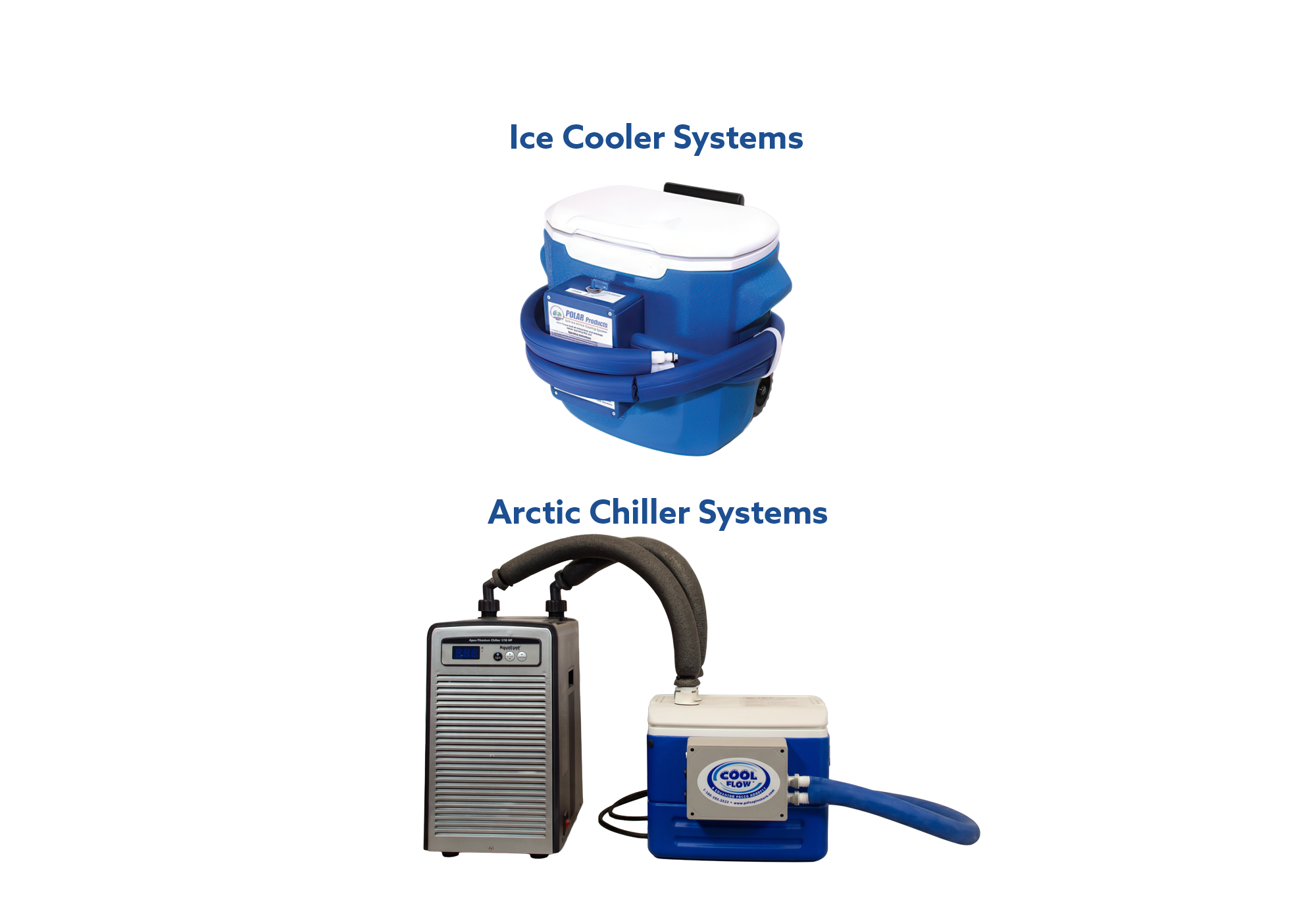 Ice cooler and Arctic chiller systems on a white background