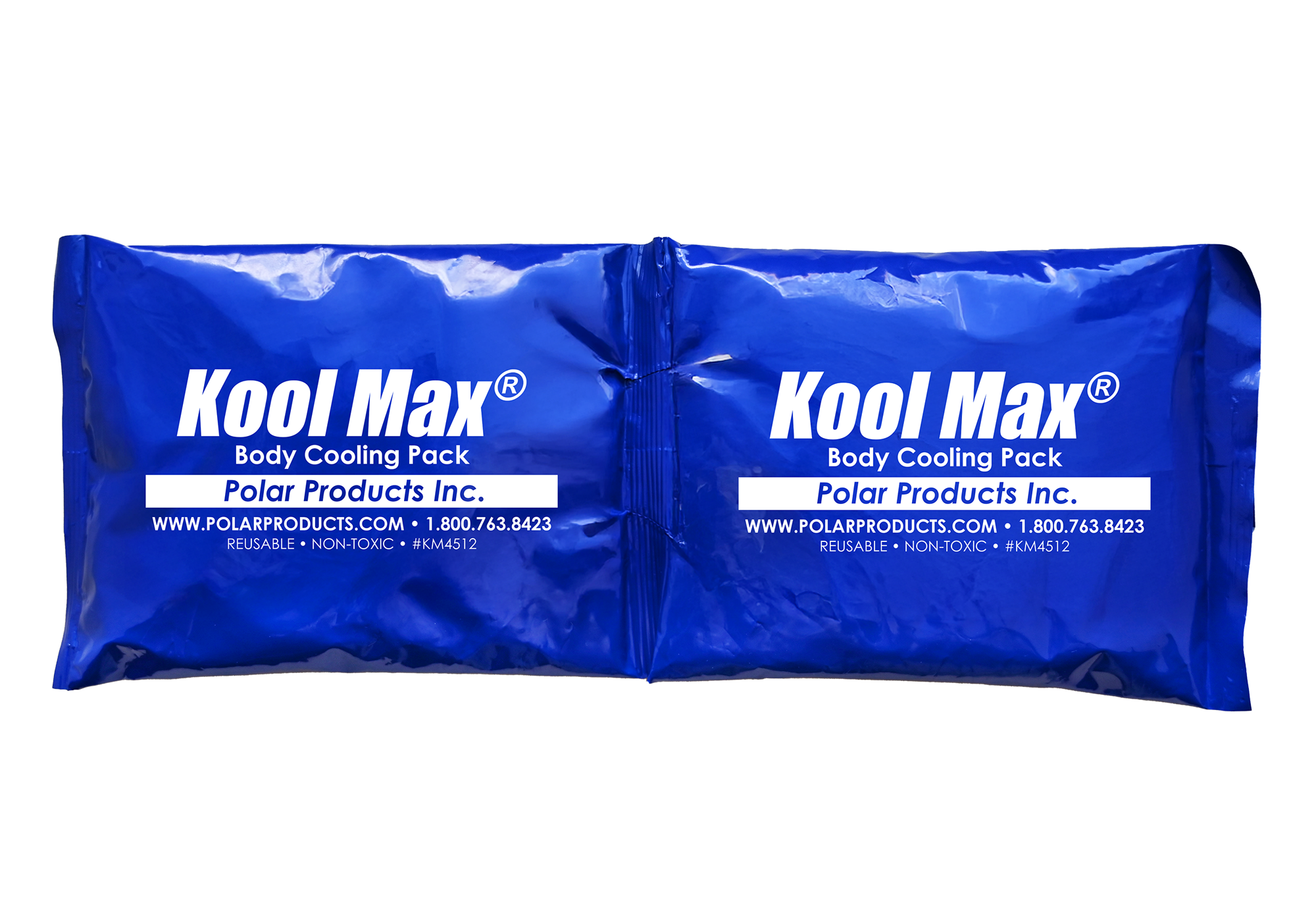 Blue Kool Max® body cooling packs with white printed text, shown on a plain white background.