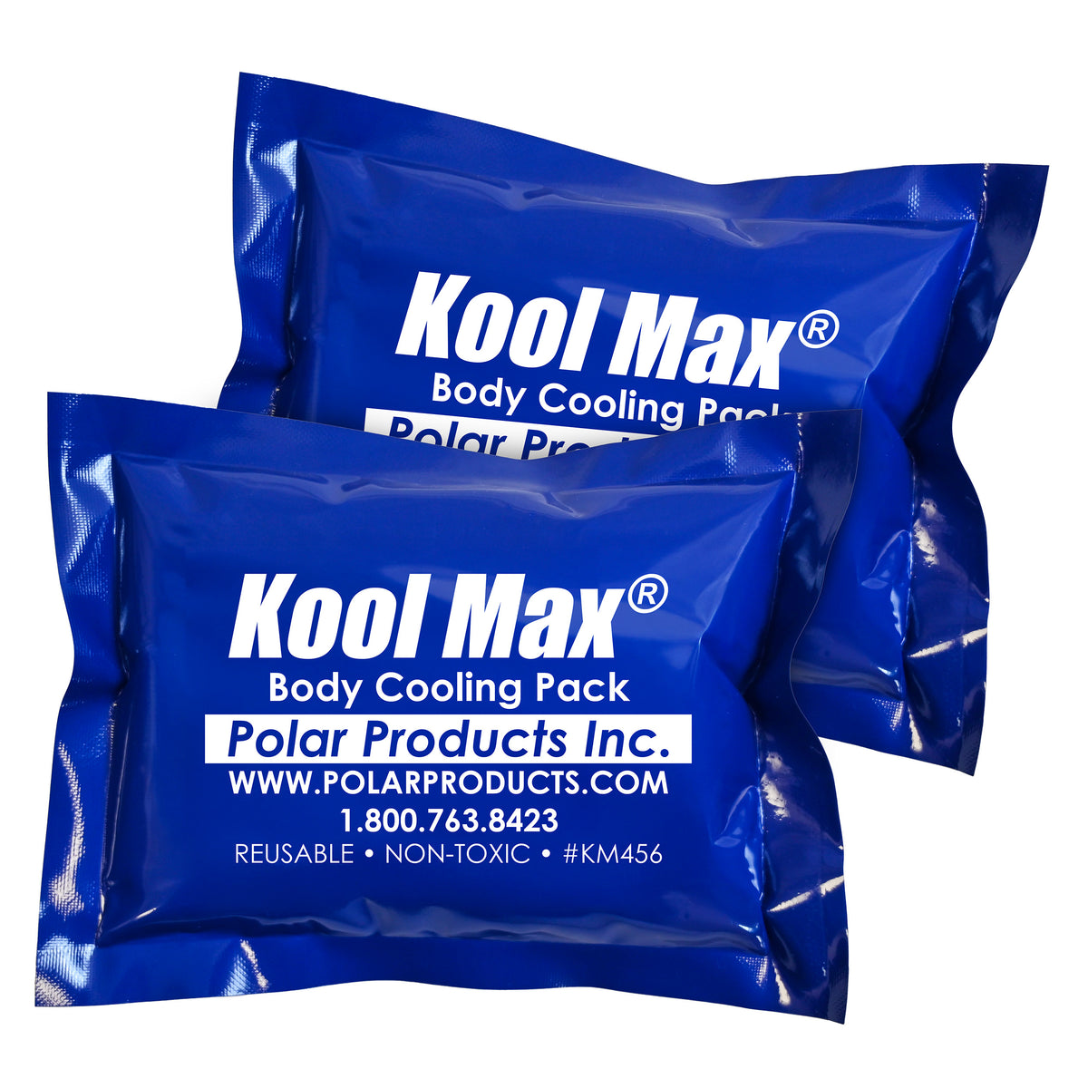 Two Kool Max body cooling packs from Polar Products Inc. on a white background