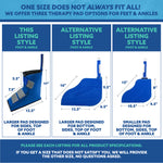Comparison chart of three therapy pad options for feet and ankles with measurements and descriptions.