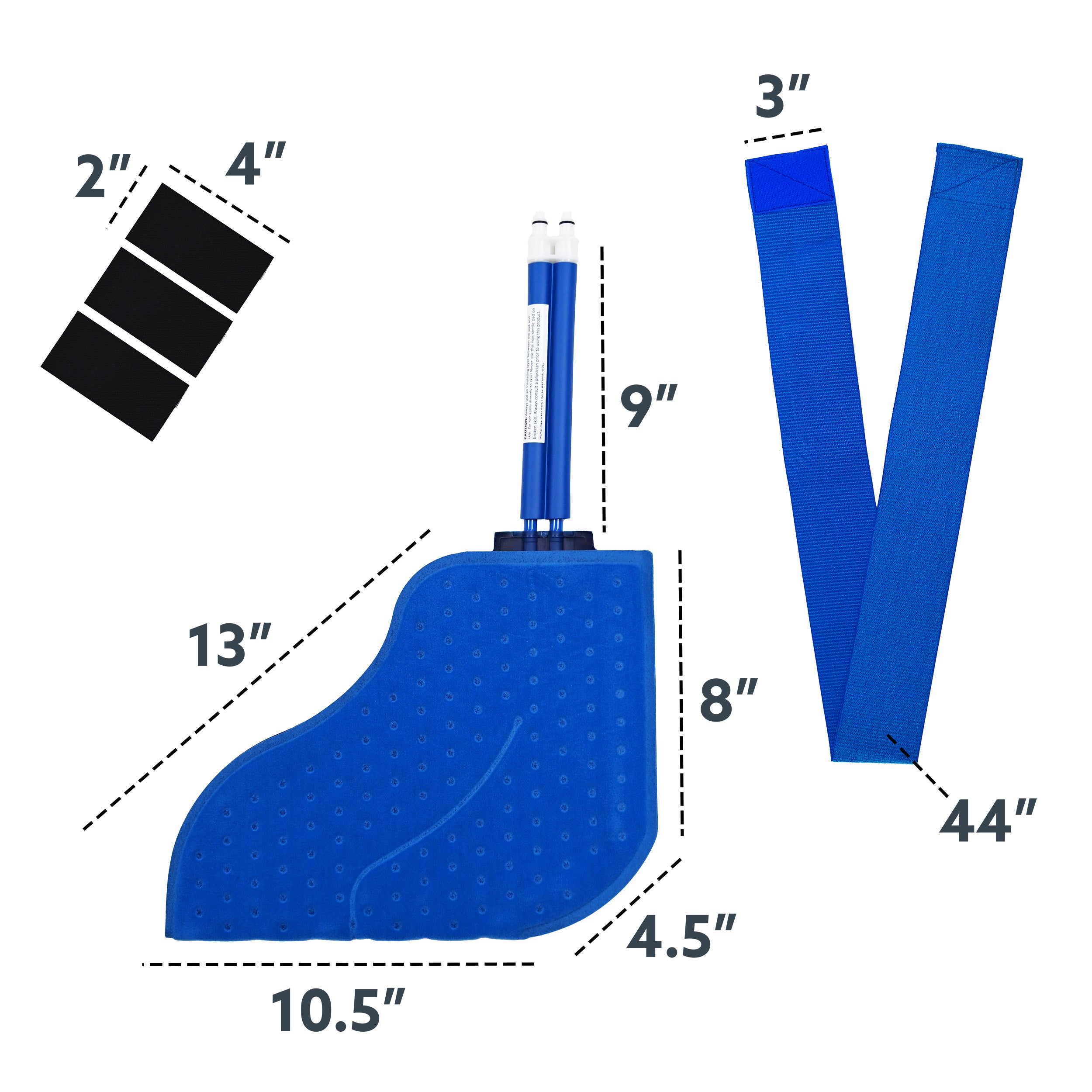 Active Ice® Full Coverage Foot & Ankle Cold Therapy Pad with measurements on a white background