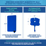 Comparison chart of two therapy pad options for knees with measurements and descriptions.