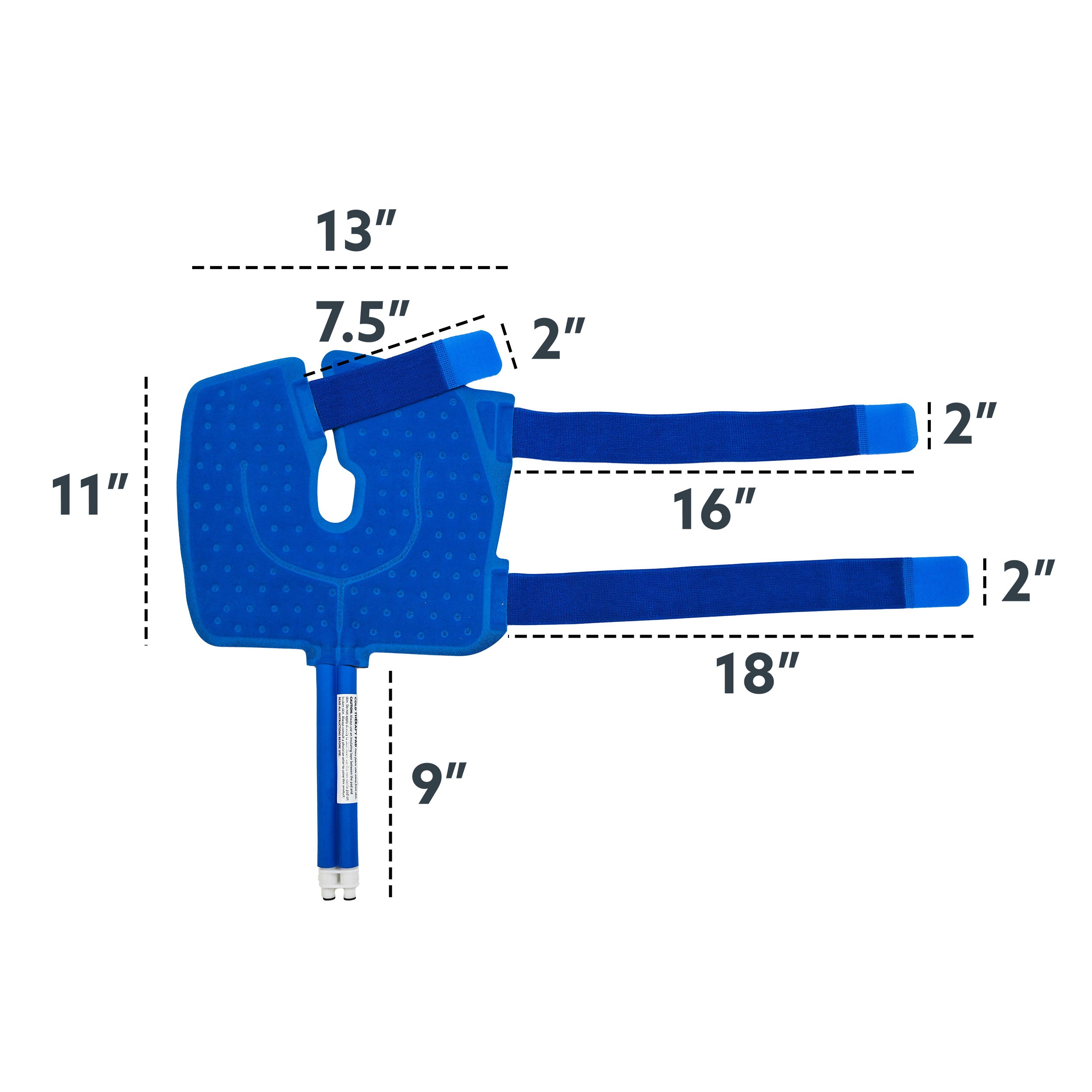 Blue knee & joint therapy pad with dimensions labeled on a white background