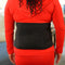 Woman wearing a red outfit with a black Soft Ice® Back & Hip Wrap.
