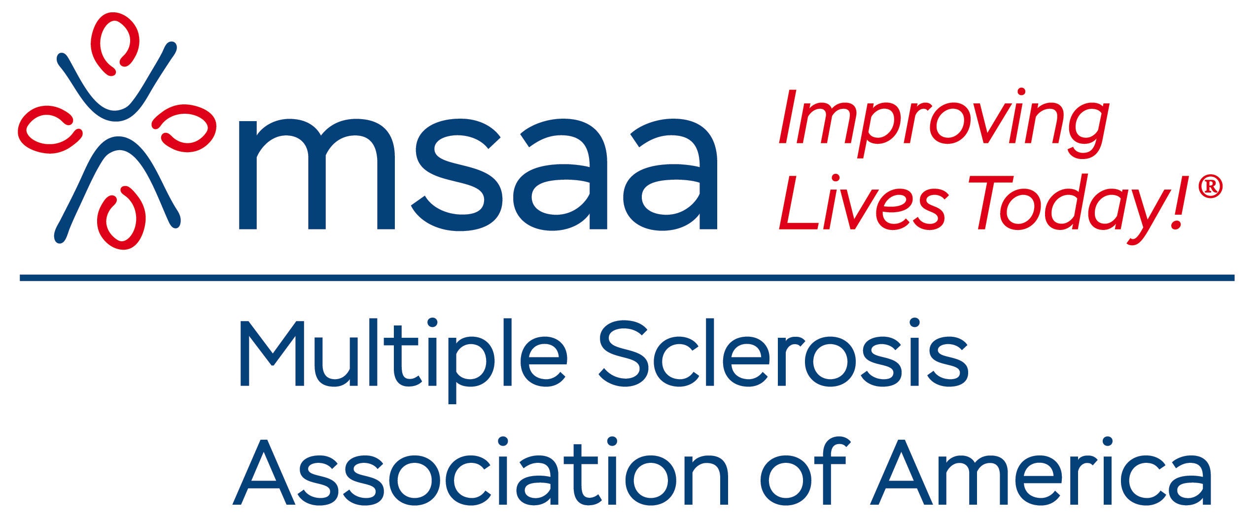 Multiple Sclerosis Association of America red and blue logo on a white background