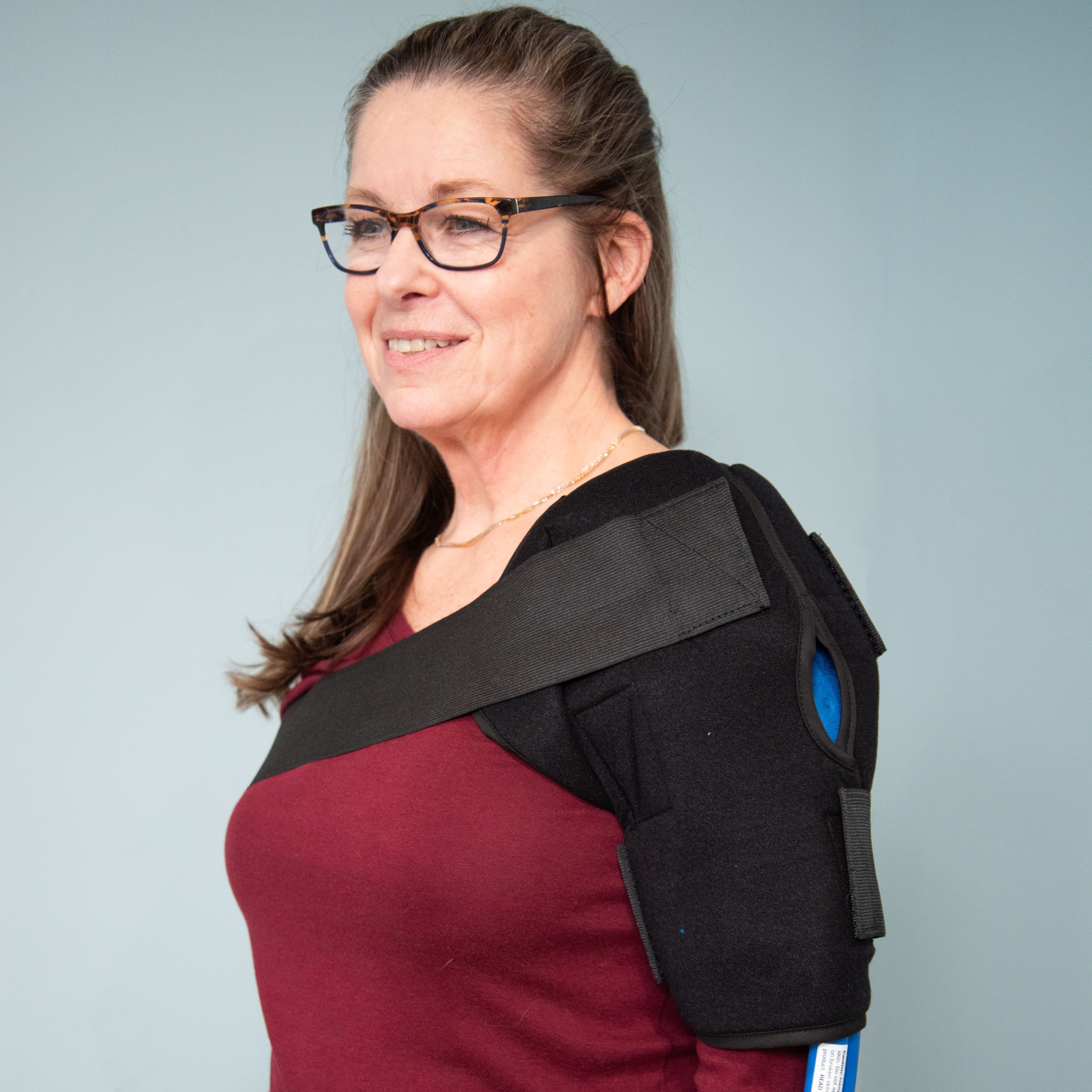 Woman wearing an Active Ice® 3.0 Shoulder Compression Wrap