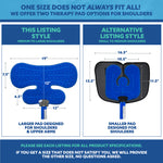 Comparison chart of two therapy pad options for shoulders with measurements.