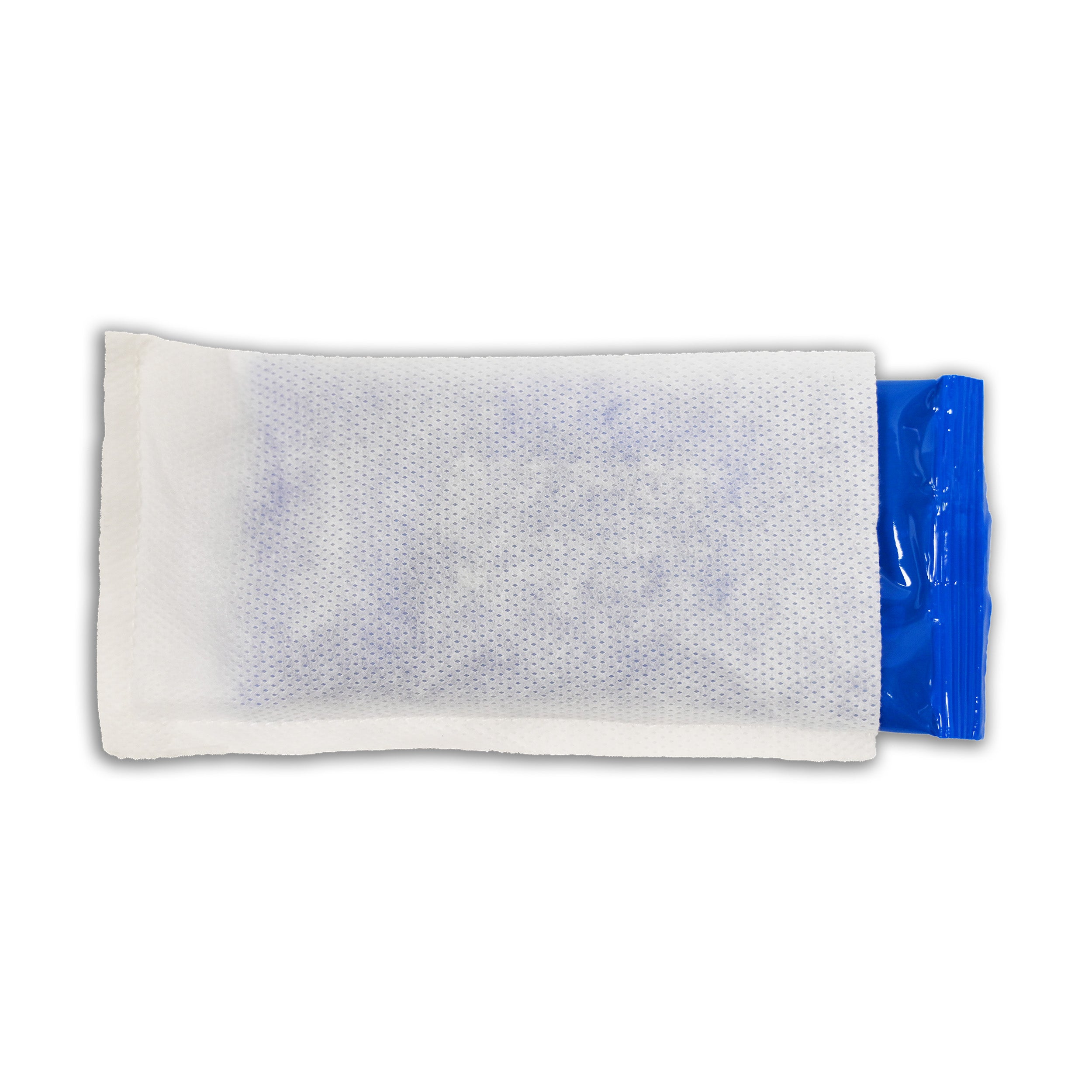 A rectangular white fabric cover with a blue Soft Ice® cold/hot therapy pack inside, shown against a plain white background.
