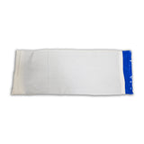 A rectangular white fabric cover with a blue Soft Ice® cold/hot therapy pack inside, shown against a plain white background.