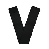 Black elastic and velcro® belt or strap on a white background.