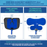 Comparison chart of two therapy pad options for shoulders with measurements.