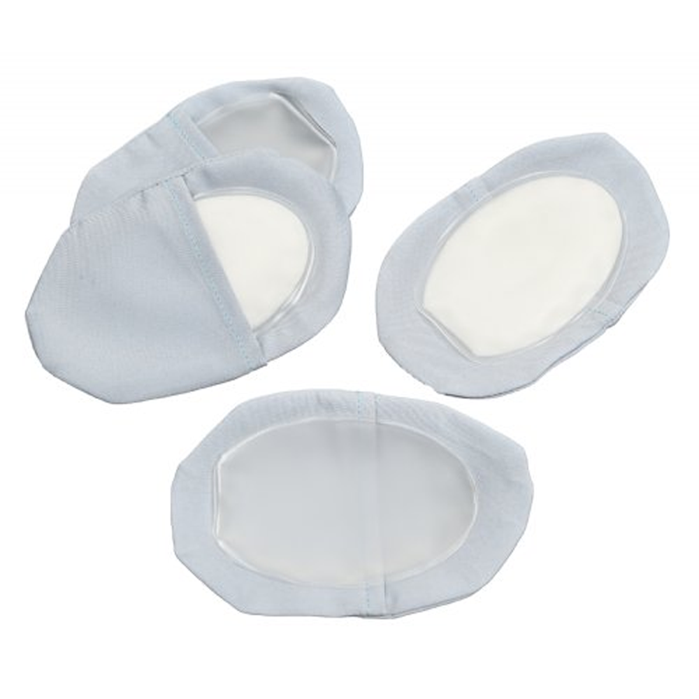 Two pairs of Cool58® phase change bra coolers with light gray covers on a white background