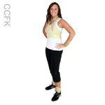 Woman wearing a sleeveless top and black pants and Cool Comfort® Fit Kit with Hidden Vest, Neck, Wrist & Ankle Wraps on a white background 