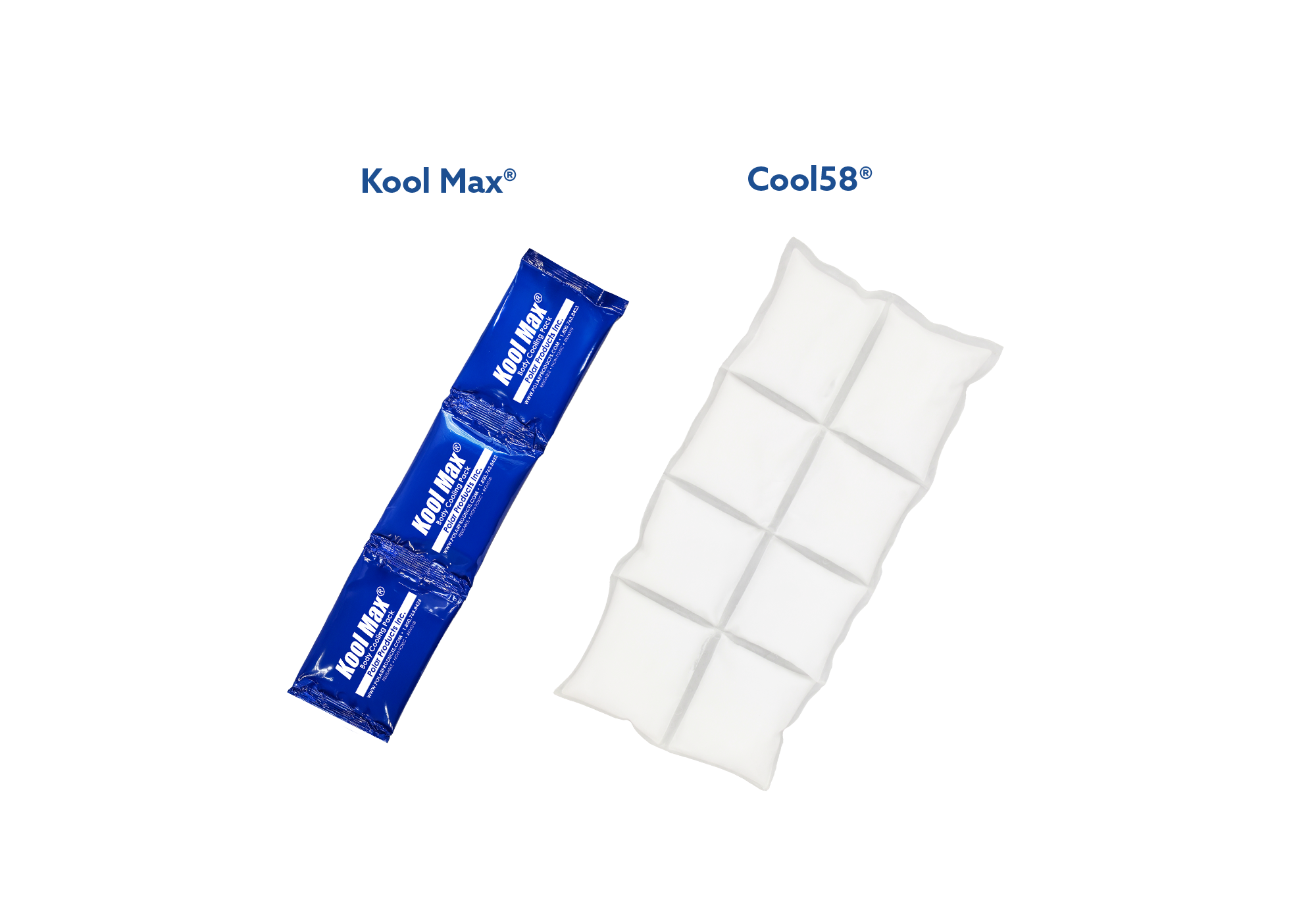 Kool Max and Cool58 cooling packs for the cooling seat on a white background