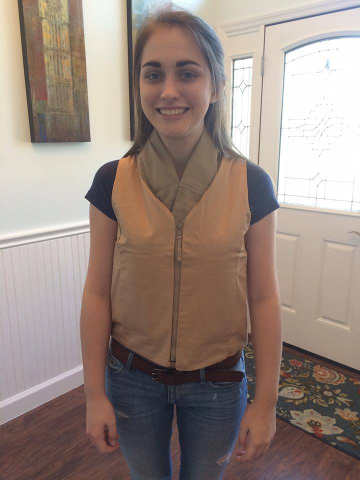 Girl wearing a khaki Cool Teens Girls Fashion cooling vest