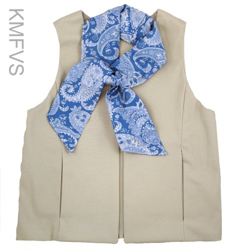 Khaki women's fashion cooling vest with blue fashion scarf